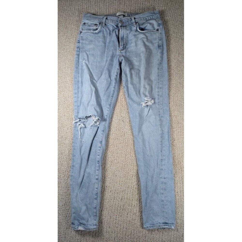 AGOLDE Sophie Mid Rise Skinny Ankle Distressed Jeans Women’s 28 Light Wash